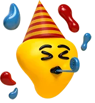 A party-hat-wearing emoji who’s thrilled that Designity is hiring the top 3% of us-based creatives.